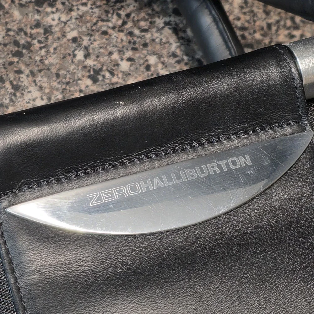 Zero Halliburton Canvas/Leather Laptop Briefcase‎ Black Business Bag **READ**